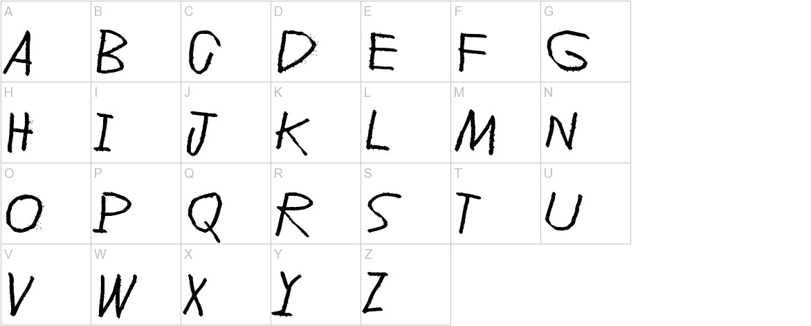 D font uppercase characters sample