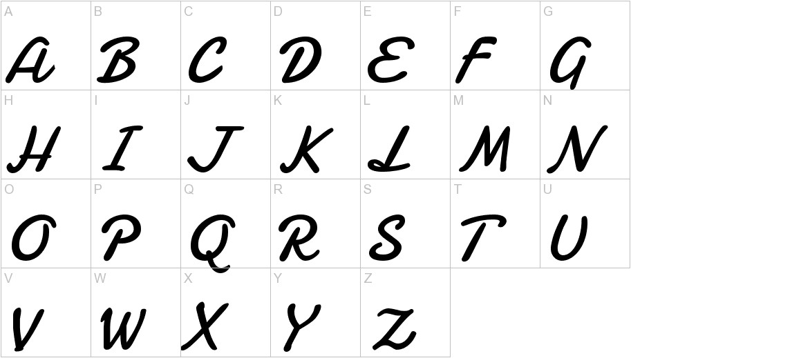 Damion font uppercase characters sample