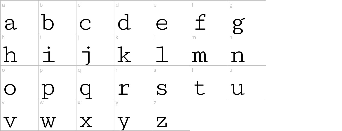Cutive Mono font lowercase characters sample