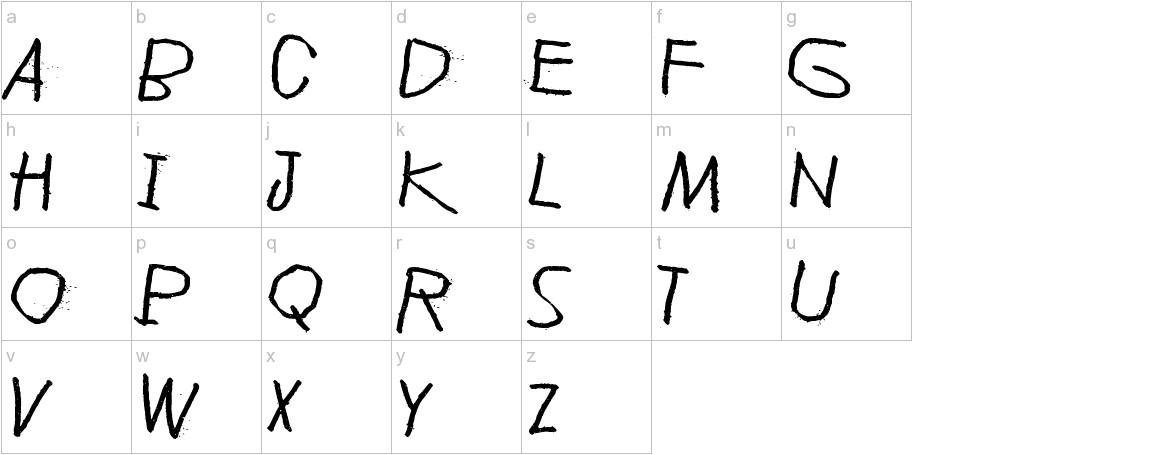 D font lowercase characters sample