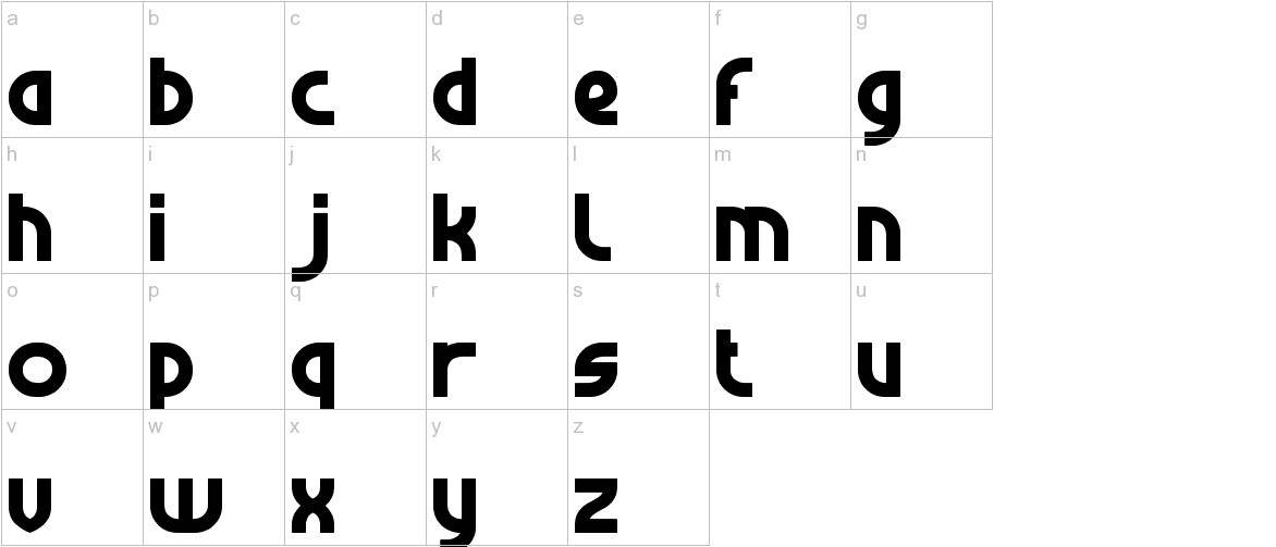 Dark font lowercase characters sample