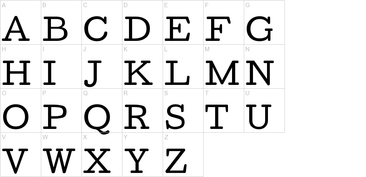 Cutive font uppercase characters sample