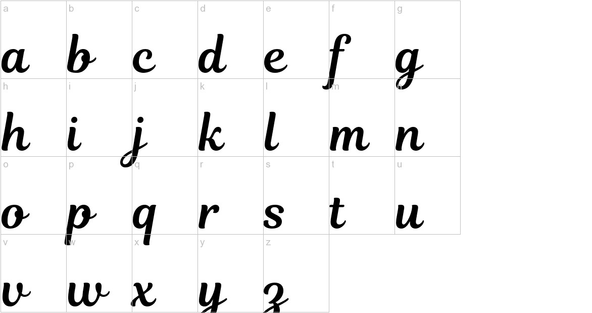 Magnolia Script font lowercase characters sample