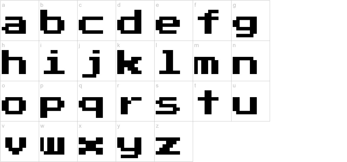 Press Start 2P font lowercase characters sample