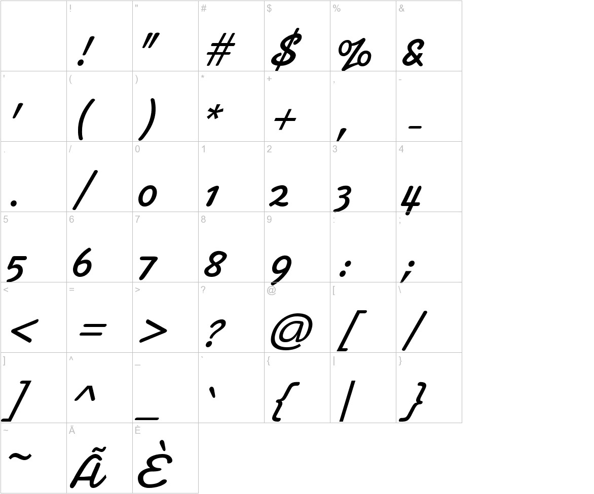 Damion font other characters sample