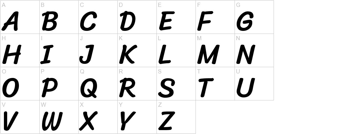 Sriracha font uppercase characters sample