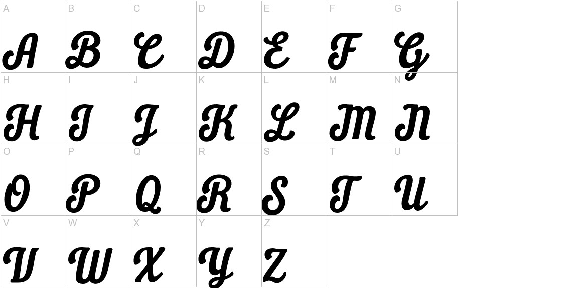 Daily Grind font uppercase characters sample
