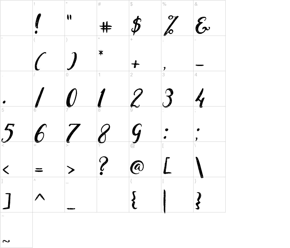 Dandeleon Vintage Demo font other characters sample