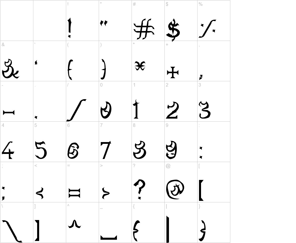 Dagon Gothic font other characters sample