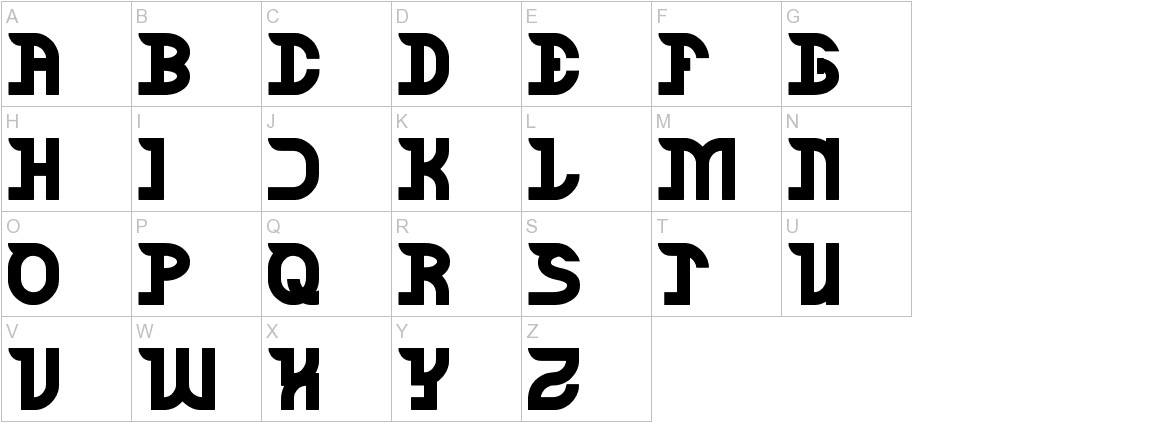 Dark font uppercase characters sample