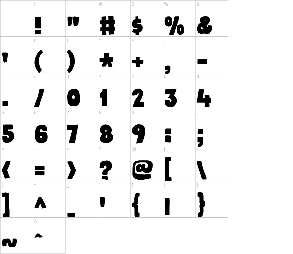 Daddy in space DEMO font other characters sample