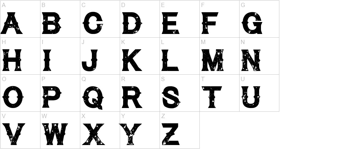 Cynical Hills font uppercase characters sample