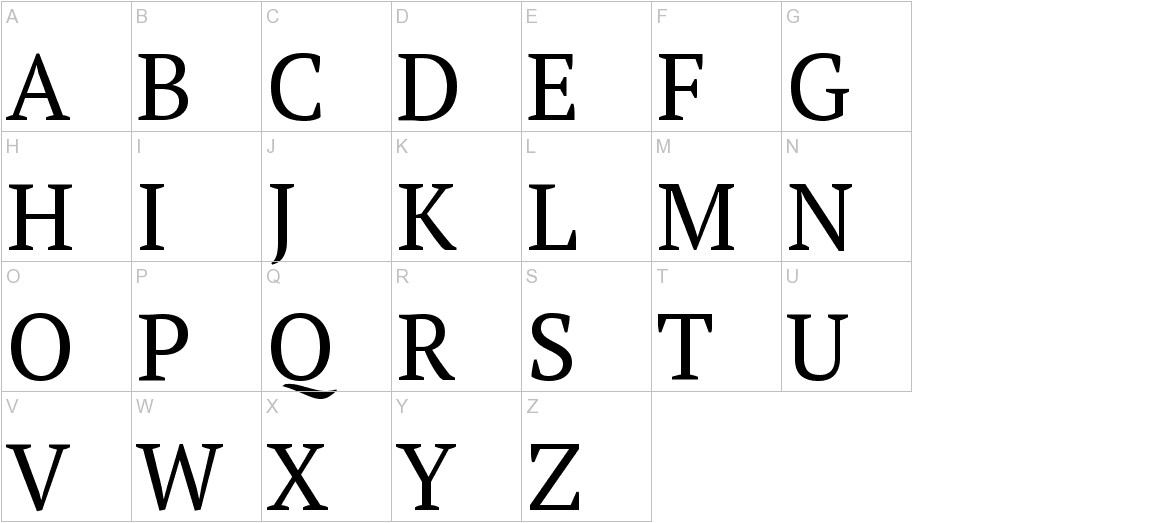 PT Serif font uppercase characters sample