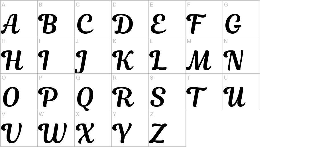 Magnolia Script font uppercase characters sample