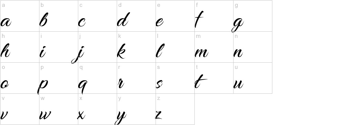 Dancing in the Rainbow font lowercase characters sample