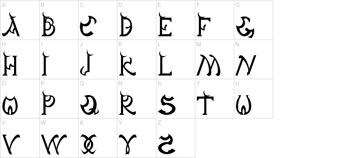 Dagon Gothic font uppercase characters sample