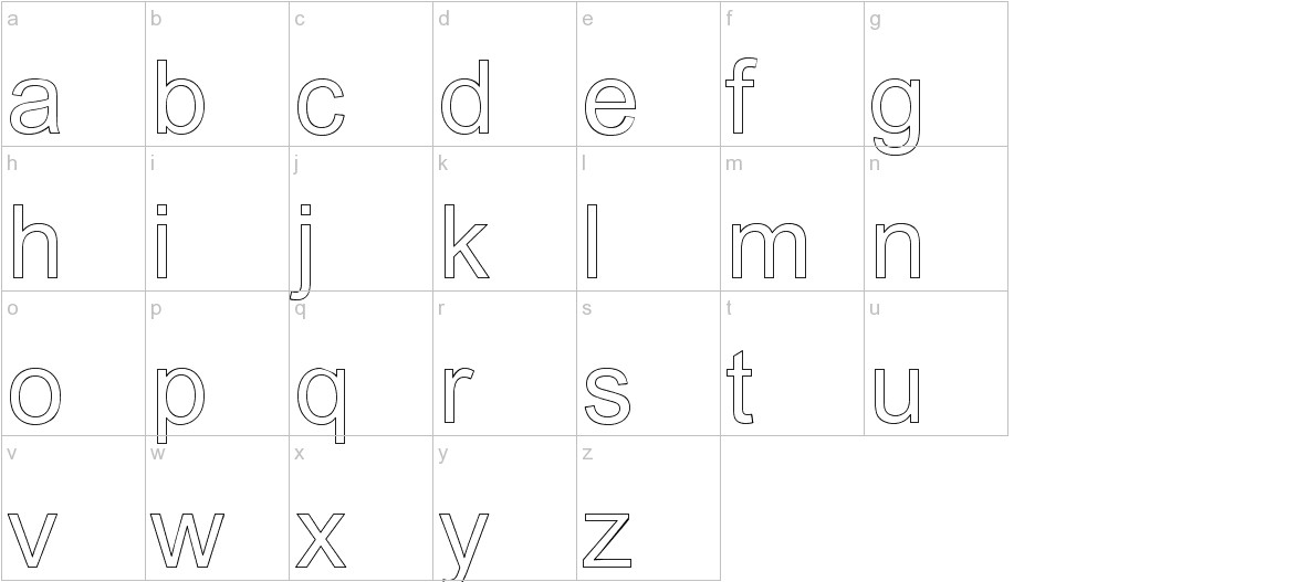 Arialic Hollow TTF Font Lowercase characters sample