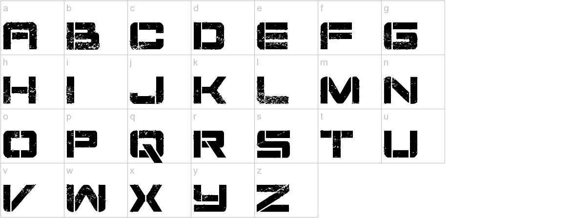 Damage Inc font lowercase characters sample