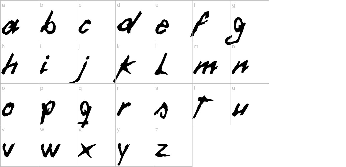 Daft Font font lowercase characters sample