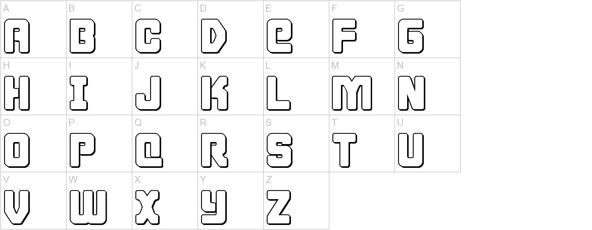 Cyborg Rooster Outline font uppercase characters sample