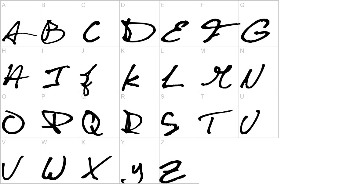 CuttyFruty font uppercase characters sample