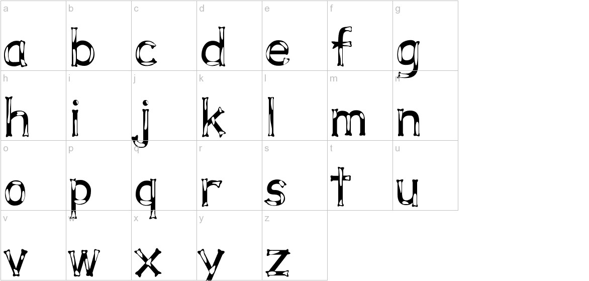 Dalmata Dream font lowercase characters sample