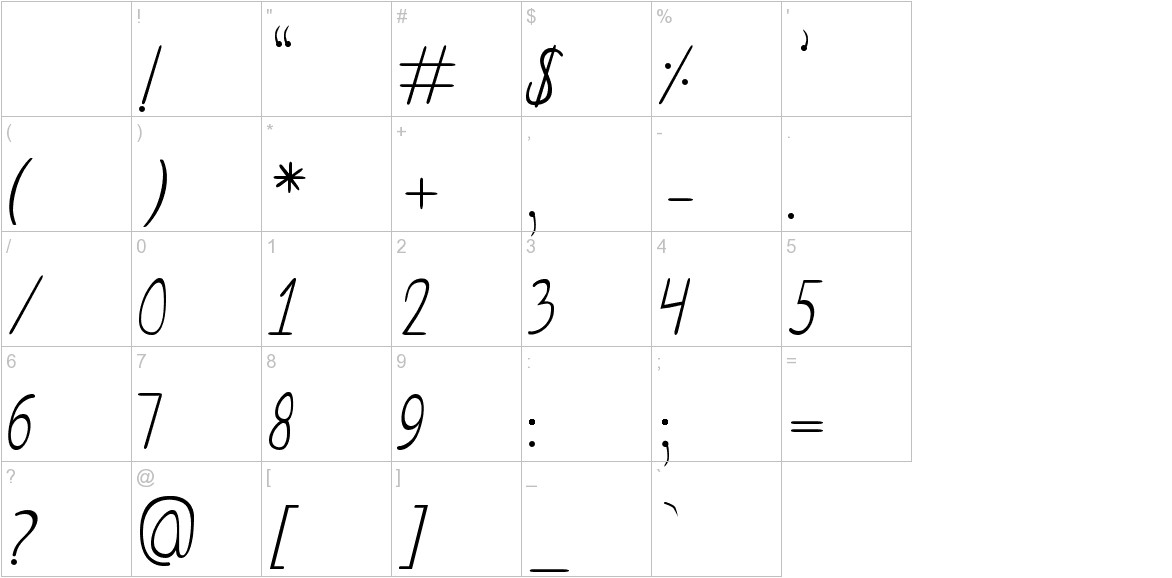 Curzab font other characters sample