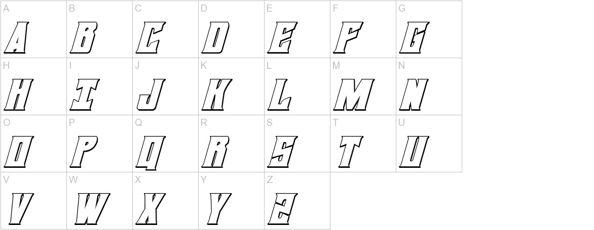 Daemonicus 3D Italic font uppercase characters sample