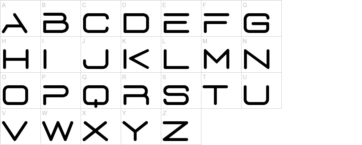 D3 Euronism font uppercase characters sample