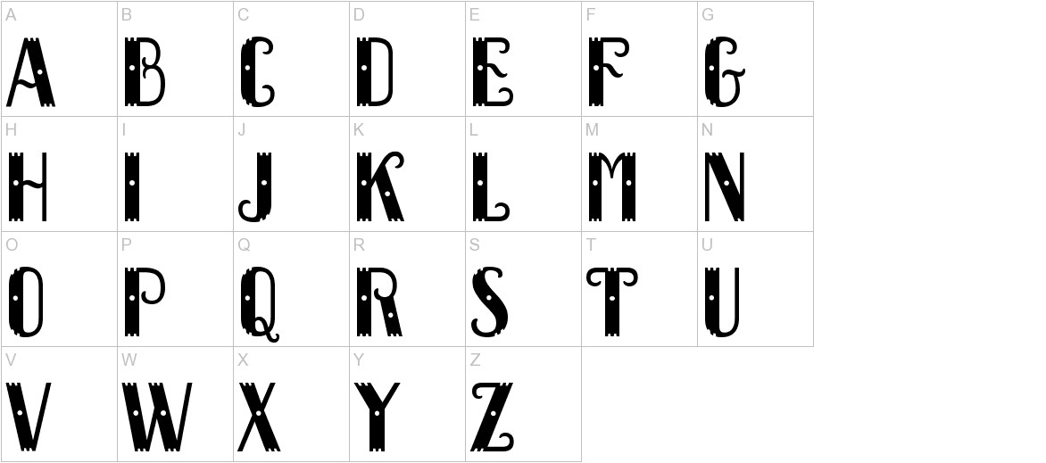 Dacquoise Regular font uppercase characters sample
