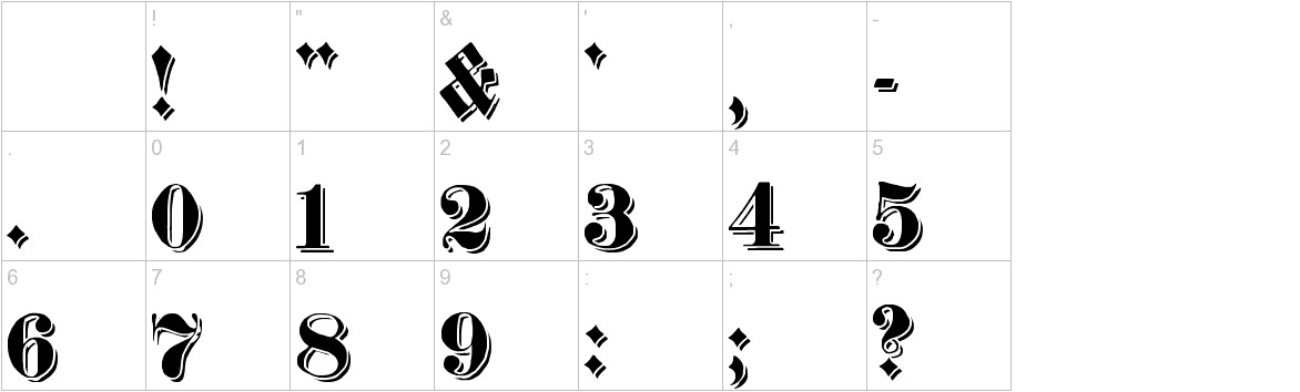 Dampfplatz Shadow Black font other characters sample