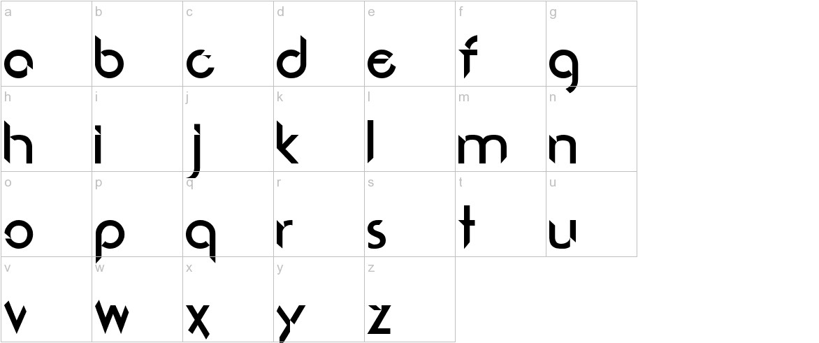 Cyberfunk font lowercase characters sample