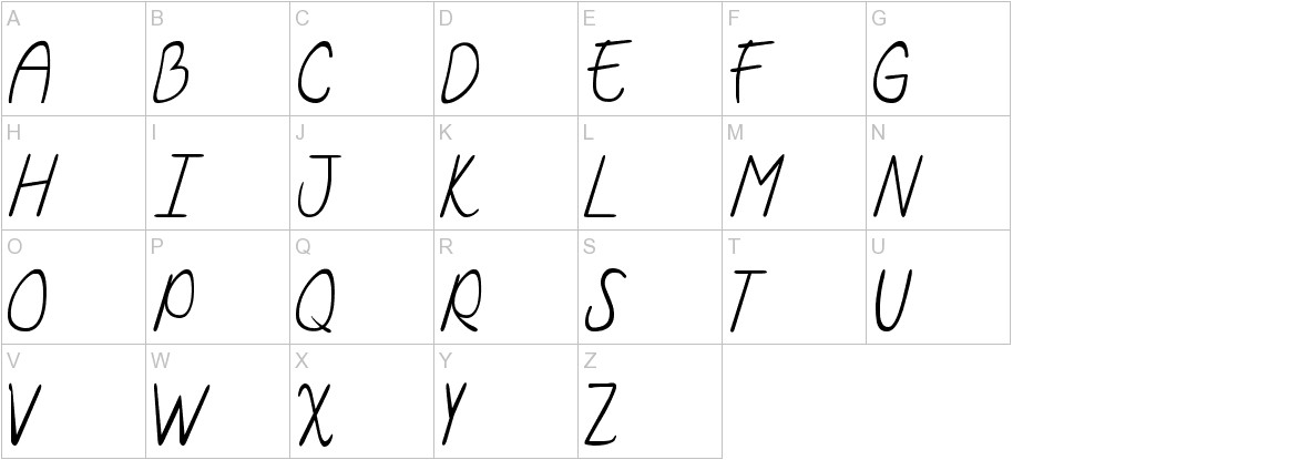 Curzab font uppercase characters sample