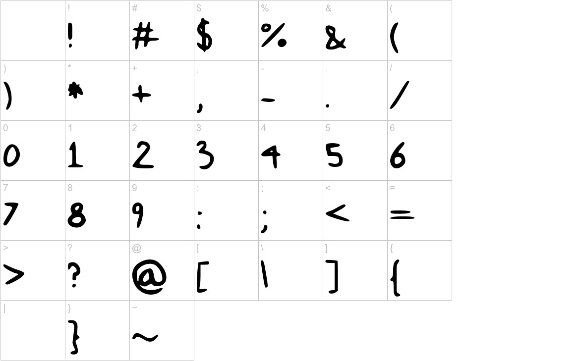 Dami Was Here font other characters sample