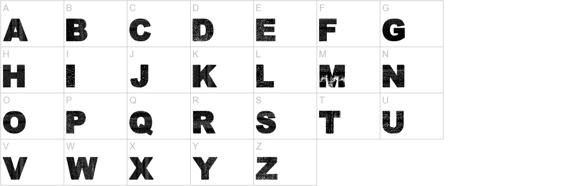 Dabre Grunge font uppercase characters sample