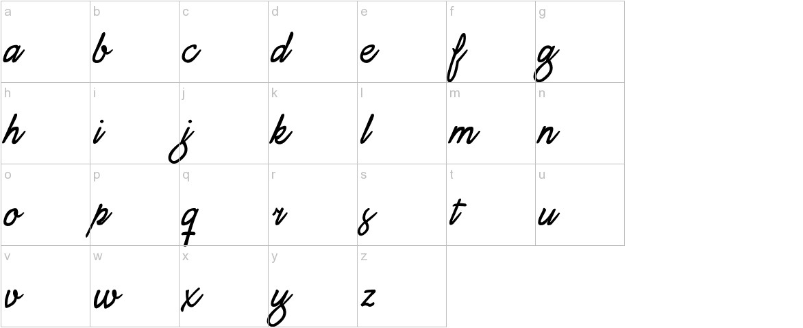 Daisy Script font lowercase characters sample