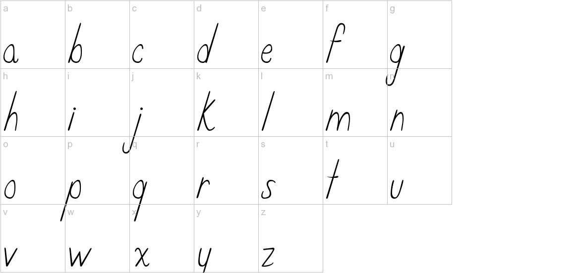 Curzab font lowercase characters sample