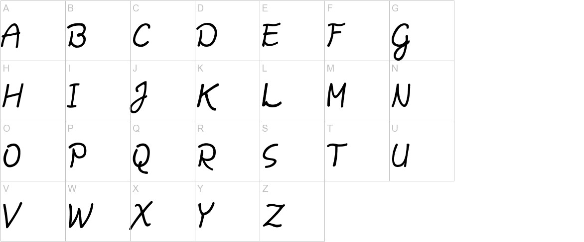 Daisy Script font uppercase characters sample