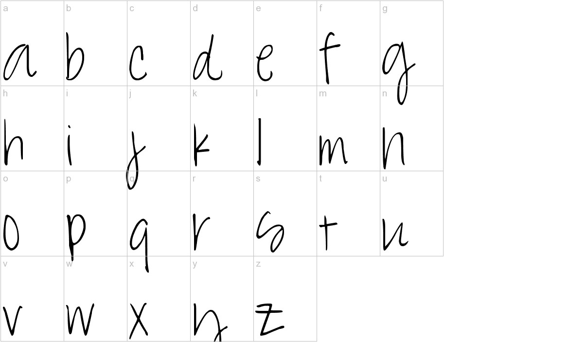 DAISY CHARMING font lowercase characters sample