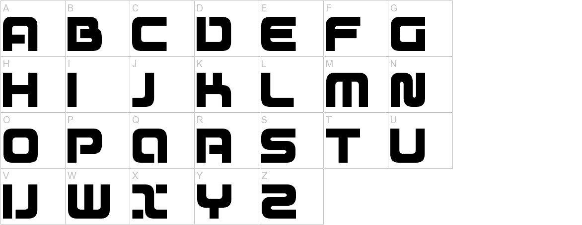 D3 Mouldism Round Alphabet font uppercase characters sample