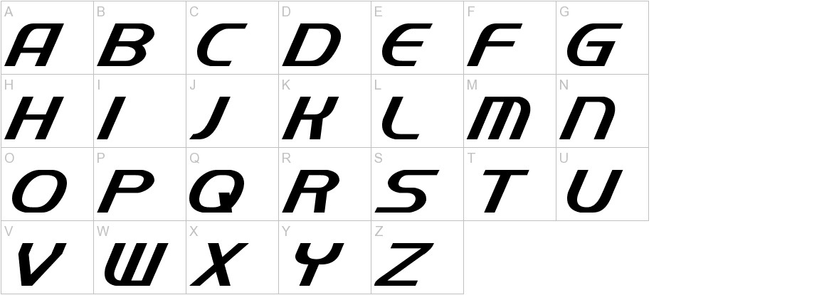 Cybertron Metals Normal font uppercase characters sample