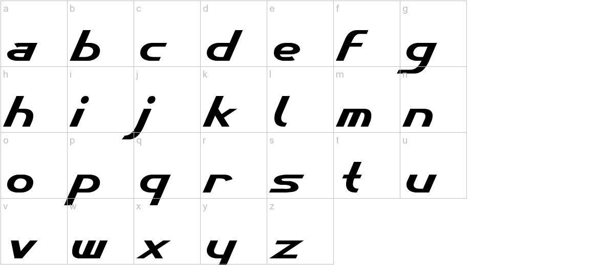 Cybertron Metals Normal font lowercase characters sample