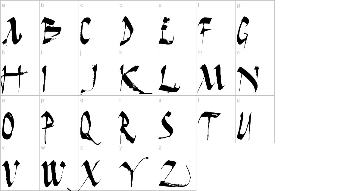 Dark Horse font lowercase characters sample
