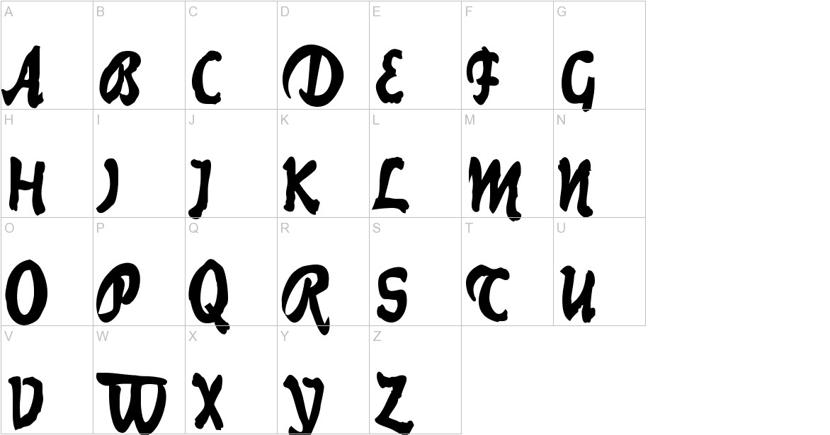 Current Black font uppercase characters sample