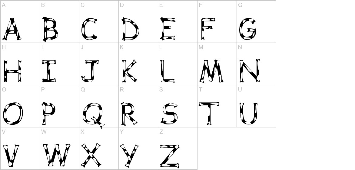 Dalmata Dream font uppercase characters sample