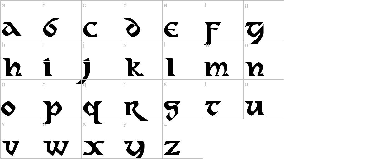 Dahaut font lowercase characters sample