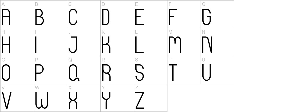 Curvada font uppercase characters sample