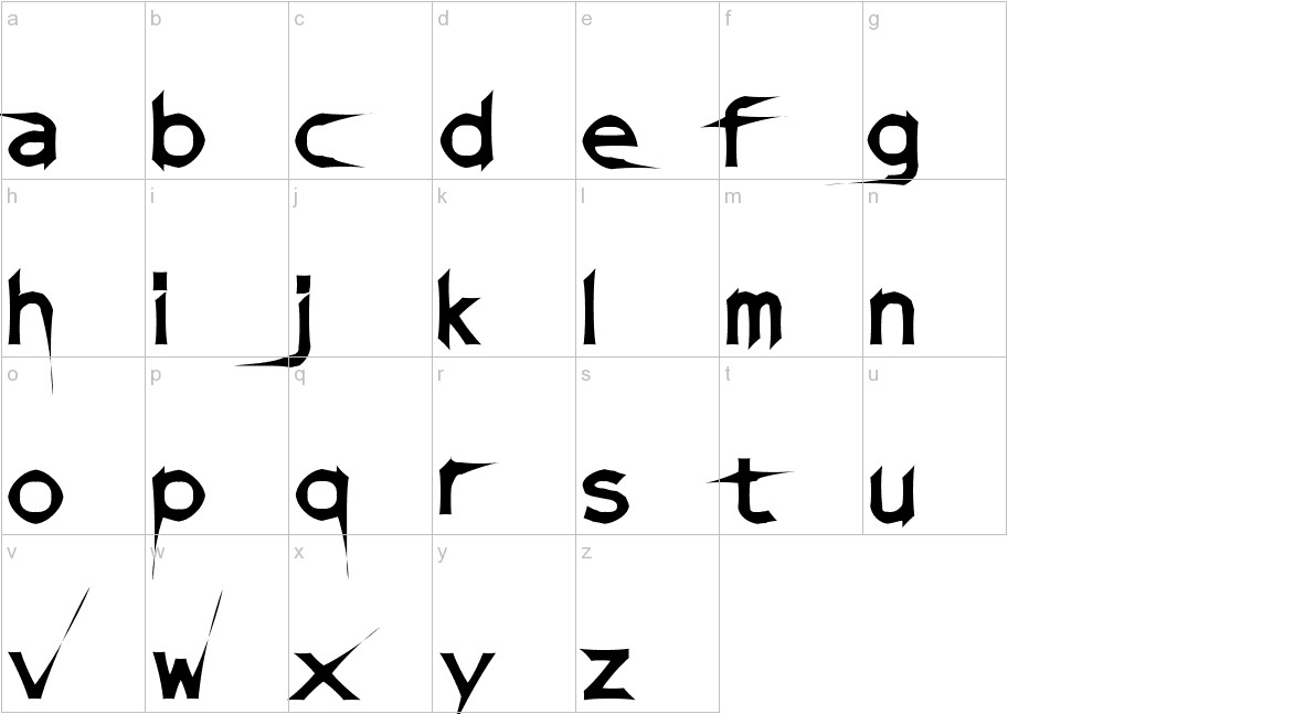 DamagedSataLight font lowercase characters sample