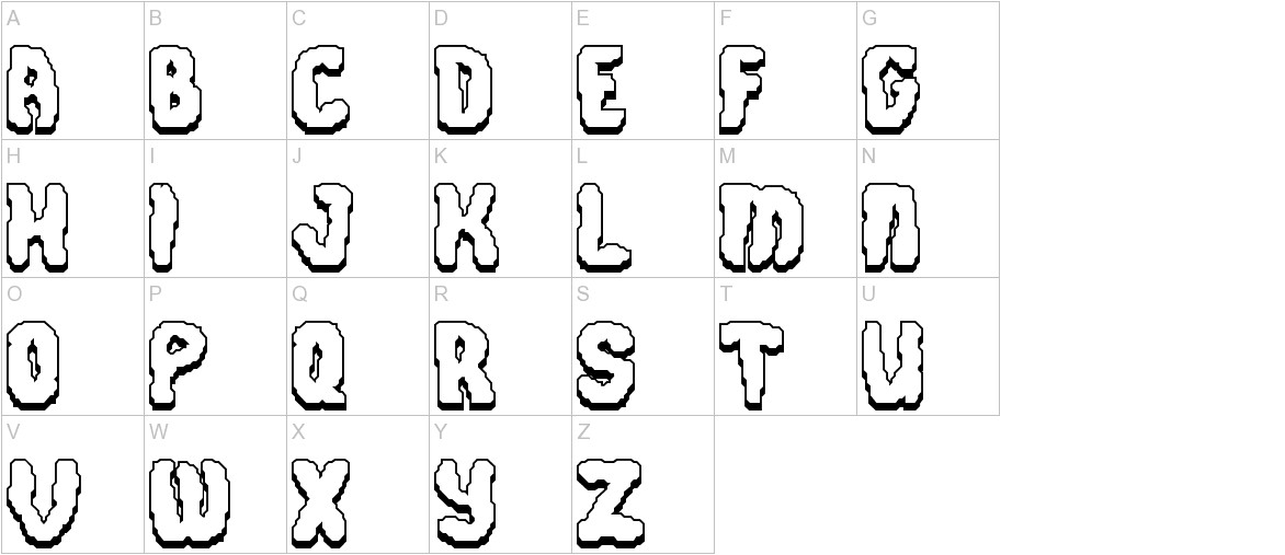 Cursed Law Shadow font uppercase characters sample