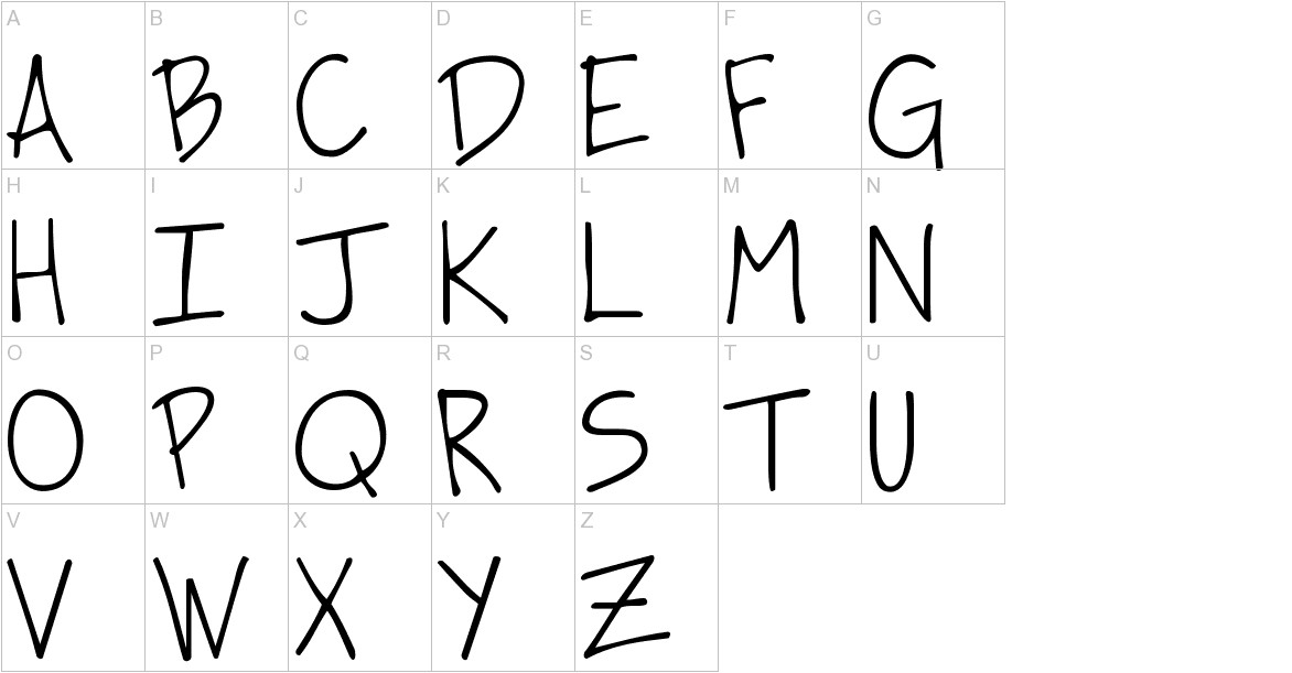 Dancing in the Minefields font uppercase characters sample